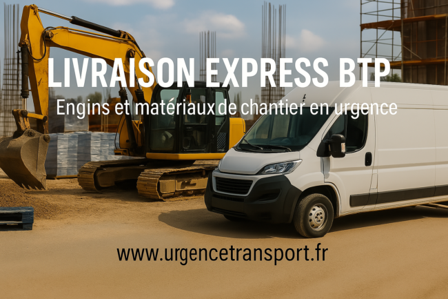 Camion de transport express pour chantier BTP – Livraison urgente de matériaux et engins