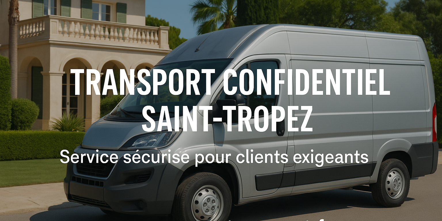 Fourgon de transport confidentiel stationné devant une villa de luxe à Saint-Tropez – Service discret pour clients exigeants