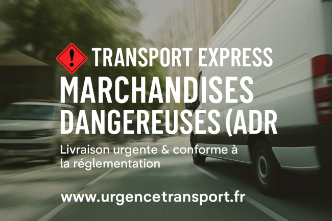 Fourgon de transport express roulant à vive allure – Livraison urgente de marchandises dangereuses conforme à la réglementation ADR