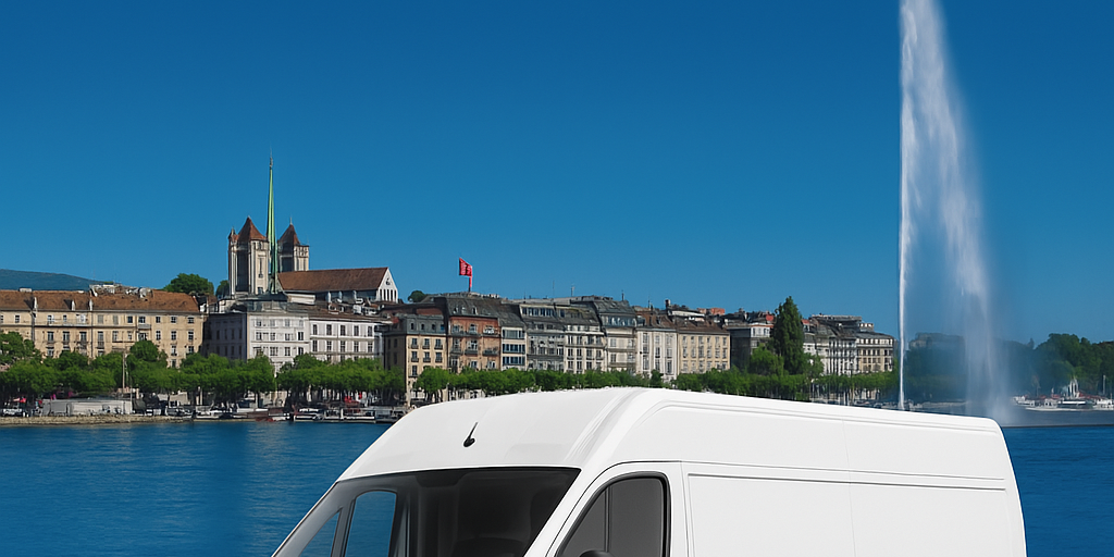 Camion transportant des colis, palettes et engins entre la Picardie et la Suisse, avec texte en petit du nom de domaine www.UrgenceTransport.fr