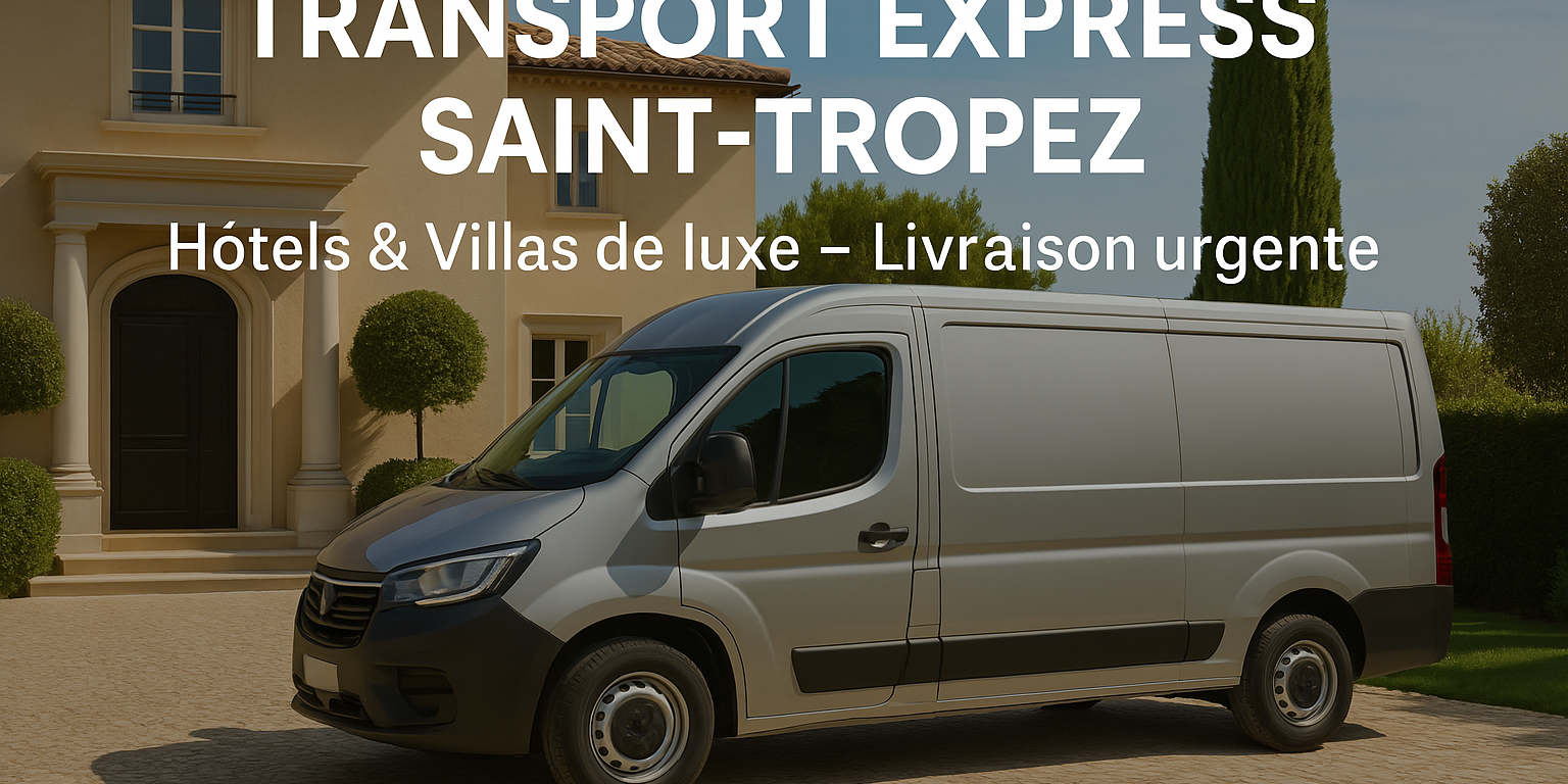 Fourgon de transport express devant une villa de luxe à Saint-Tropez – Livraison urgente pour hôtels et propriétés privées