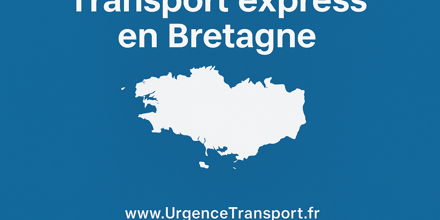 Transport express Bretagne avec camion et texte UrgenceTransport.fr